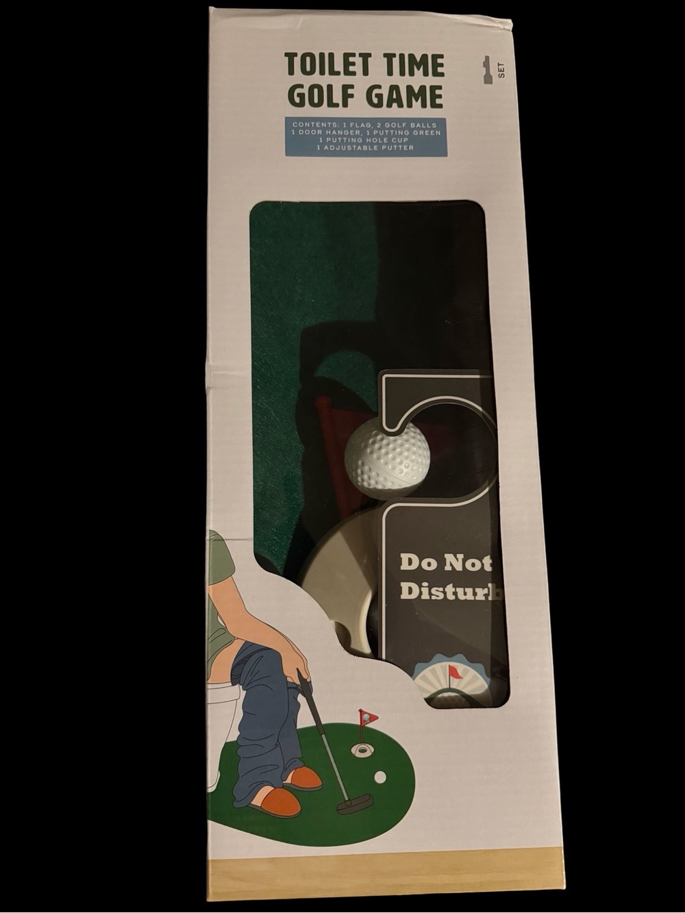 Toilet Time Golf Game - Men's Novelty Putting Set in Green